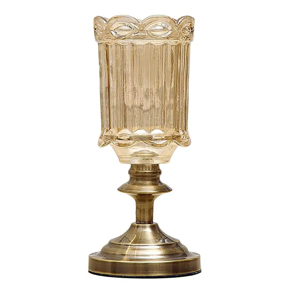 28.5cm Transparent Glass Flower Vase with Metal Base Filler Vase-0