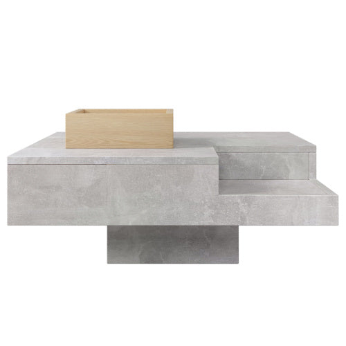 Londecor Modern Coffee Table with Removable Storage – Concrete Grey & Wood Side Table