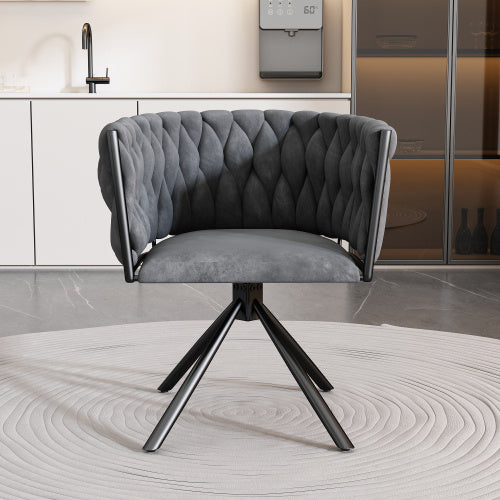 Londecor Velvet Swivel Dining Chair – Modern Grey Accent Chair with Metal Legs for Living Room, Bedroom, or Office