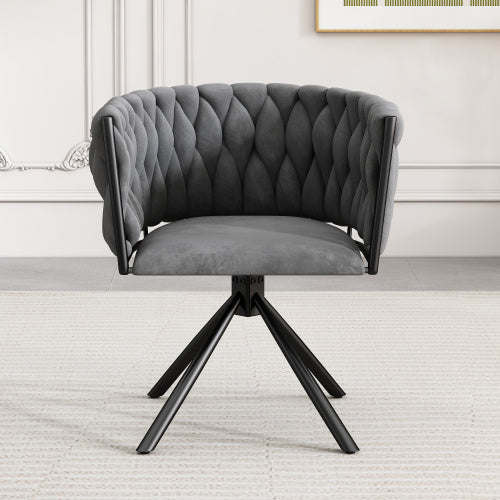 Londecor Velvet Swivel Dining Chair – Modern Grey Accent Chair with Metal Legs for Living Room, Bedroom, or Office