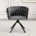 Londecor Velvet Swivel Dining Chair – Modern Grey Accent Chair with Metal Legs for Living Room, Bedroom, or Office