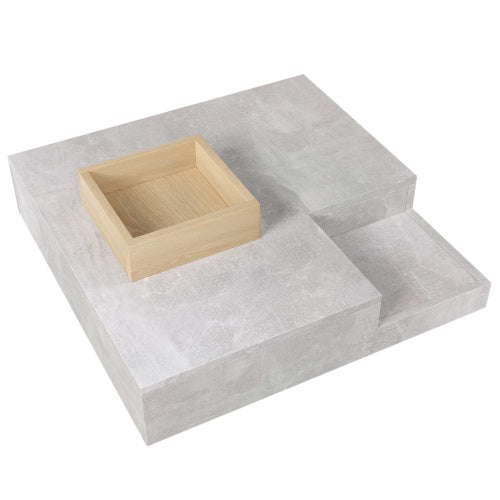 Londecor Modern Coffee Table with Removable Storage – Concrete Grey & Wood Side Table