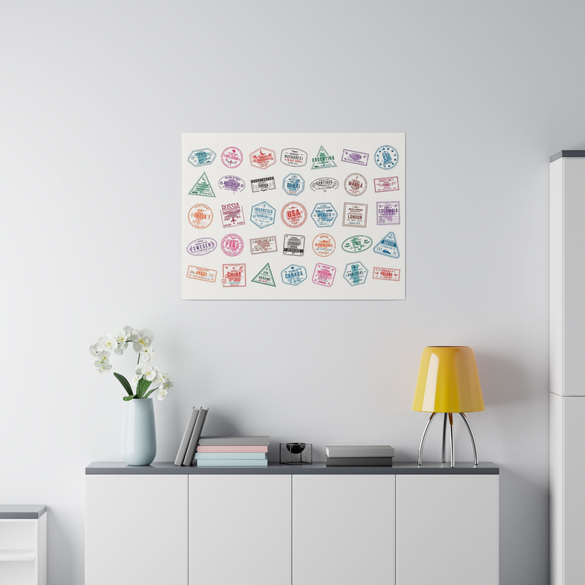 Traveller Stamps Canvas Printify
