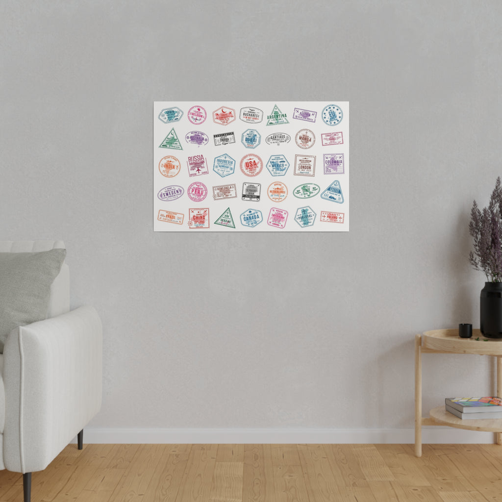 Traveller Stamps Canvas Printify
