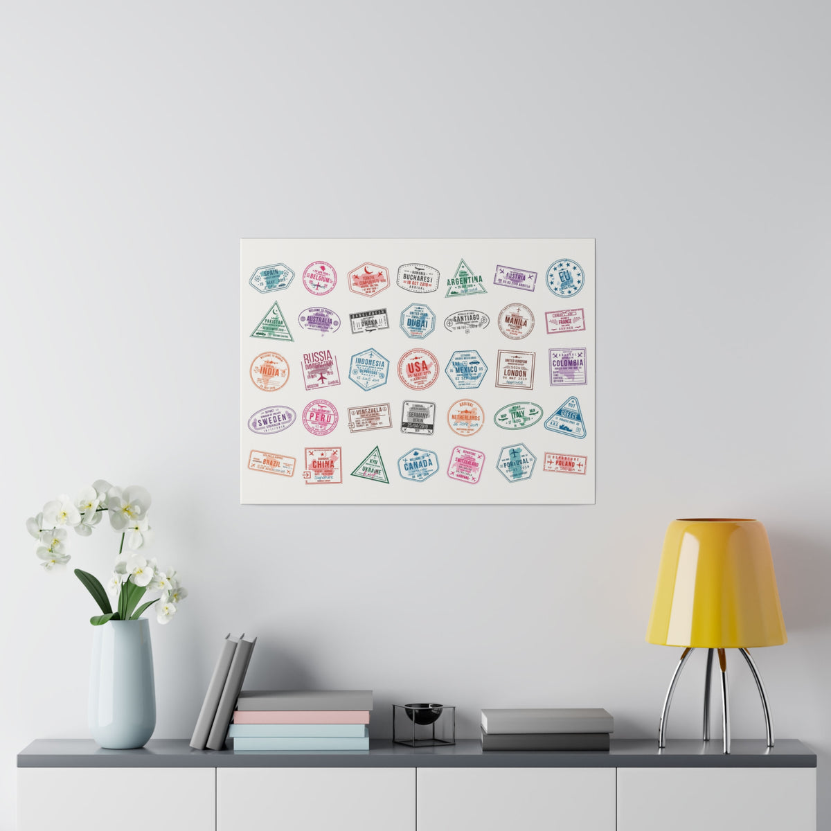 Traveller Stamps Canvas Printify
