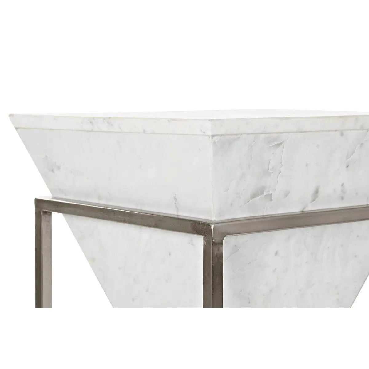 Side Table Silver Metal White Marble Modern. - Londecor