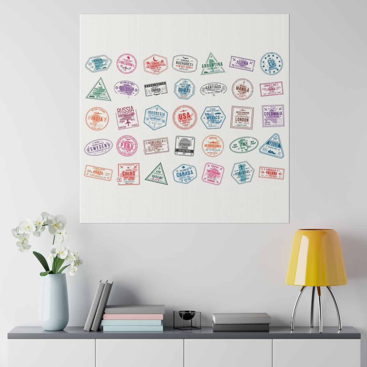 Traveller Stamps Canvas Printify