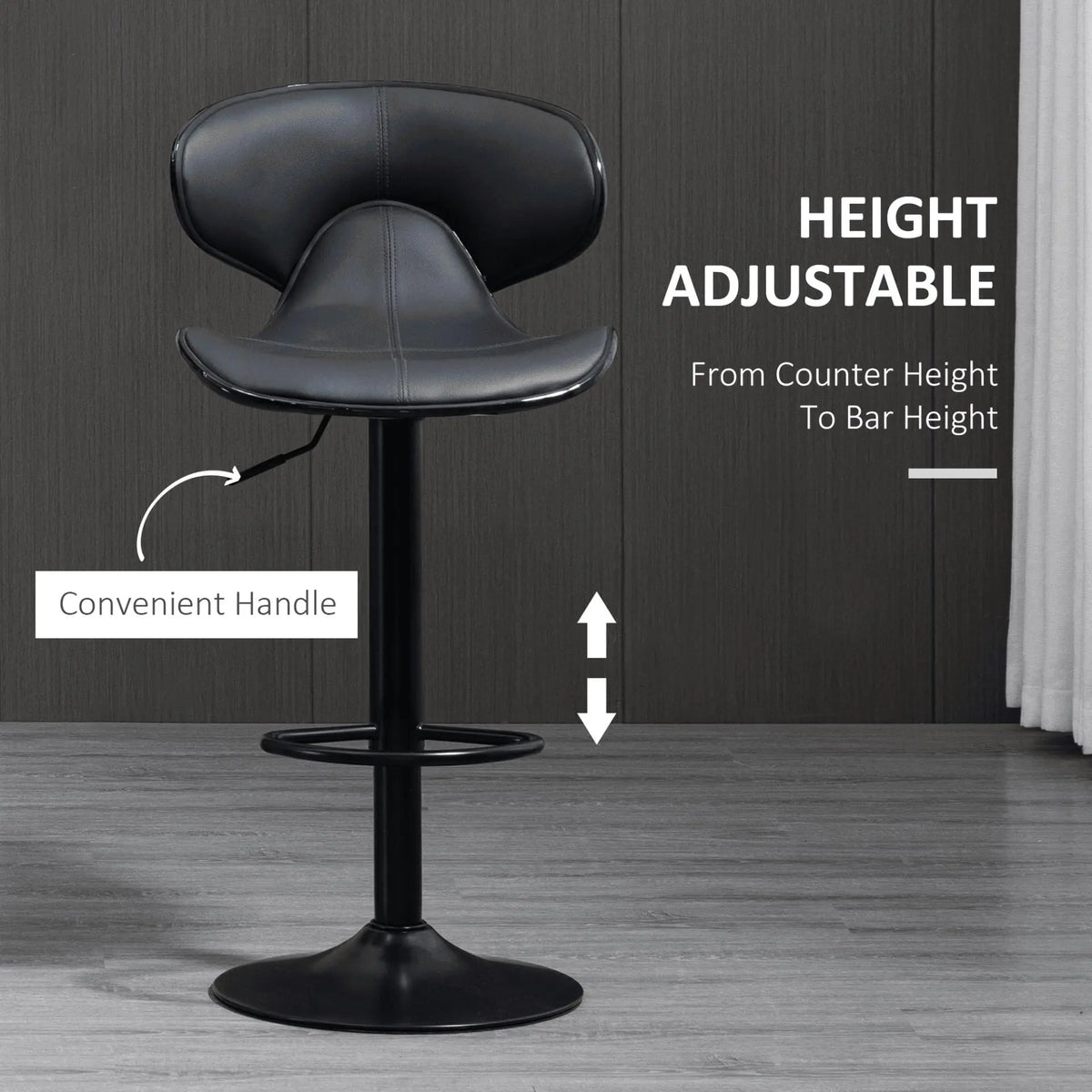 Adjustable Bar Stools Set of 2, Barstools with Footrest and Backrest. - Londecor