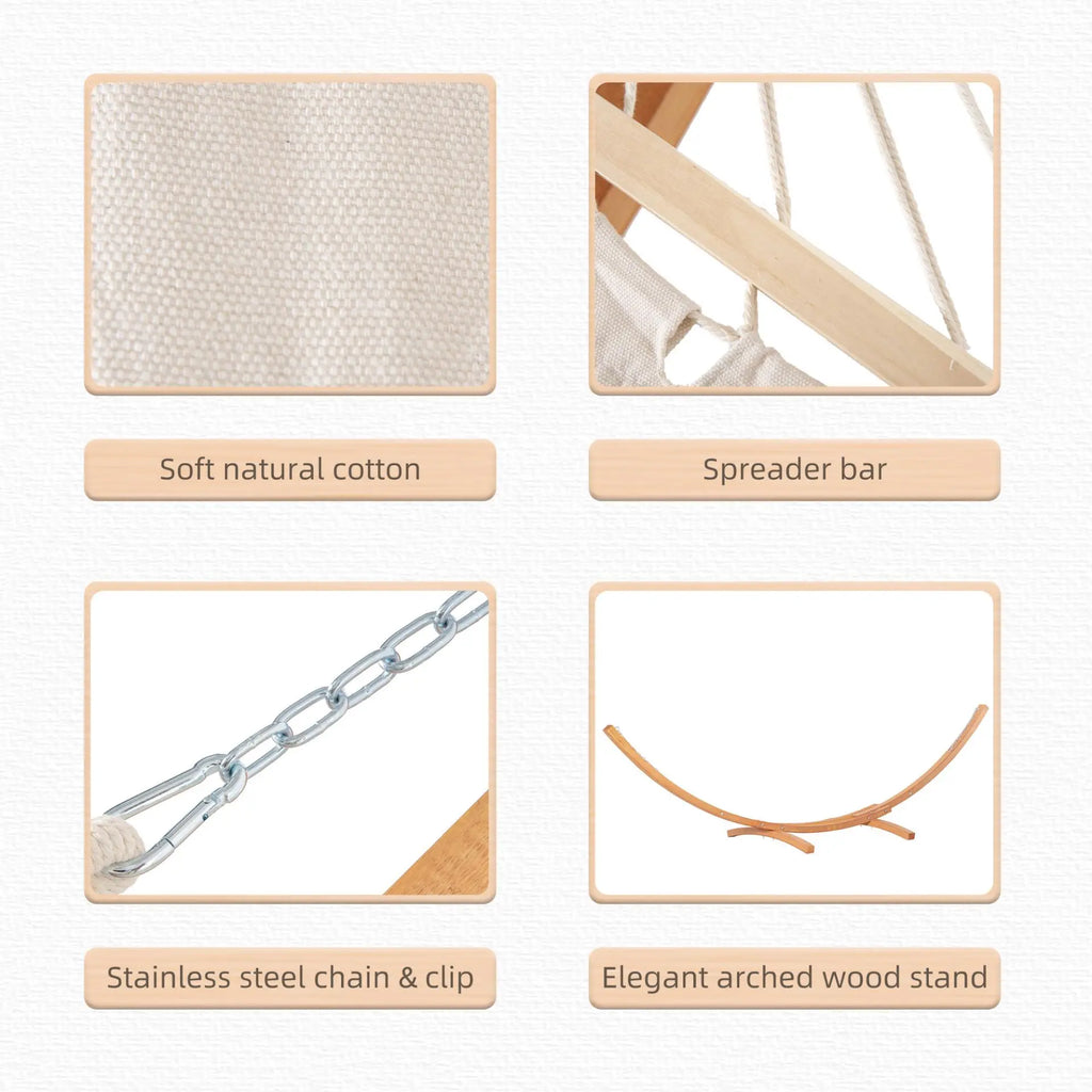 white hammock with a wooden stand. Londecor