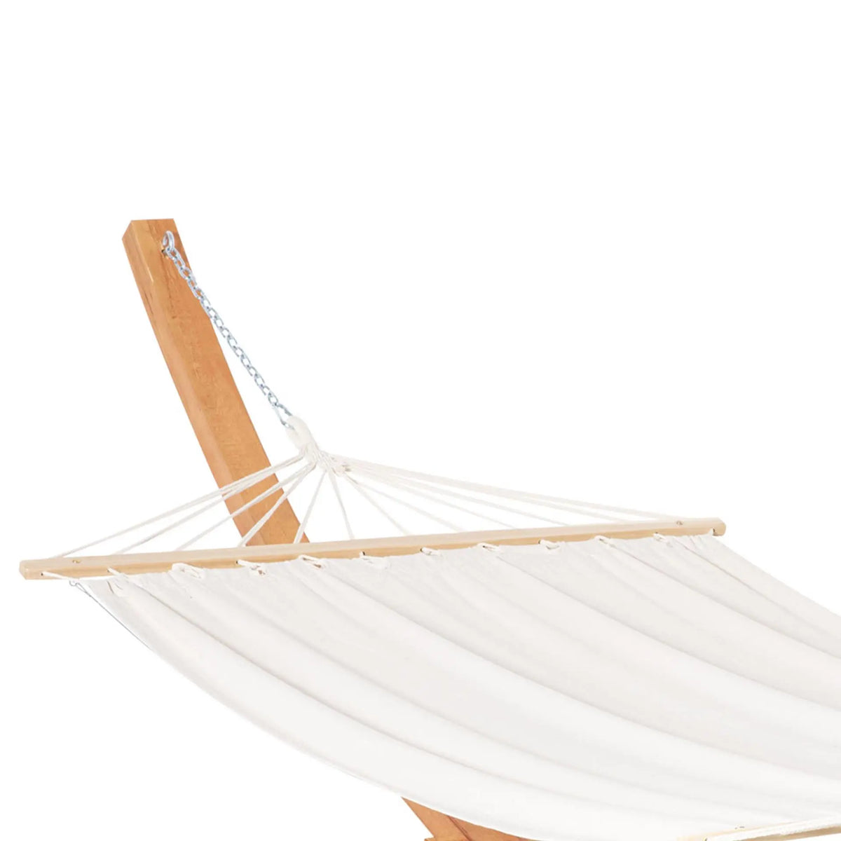 white hammock with a wooden stand. Londecor
