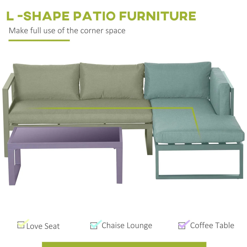 L-Shaped Garden Sofa Set with Cushions and Table. Londecor