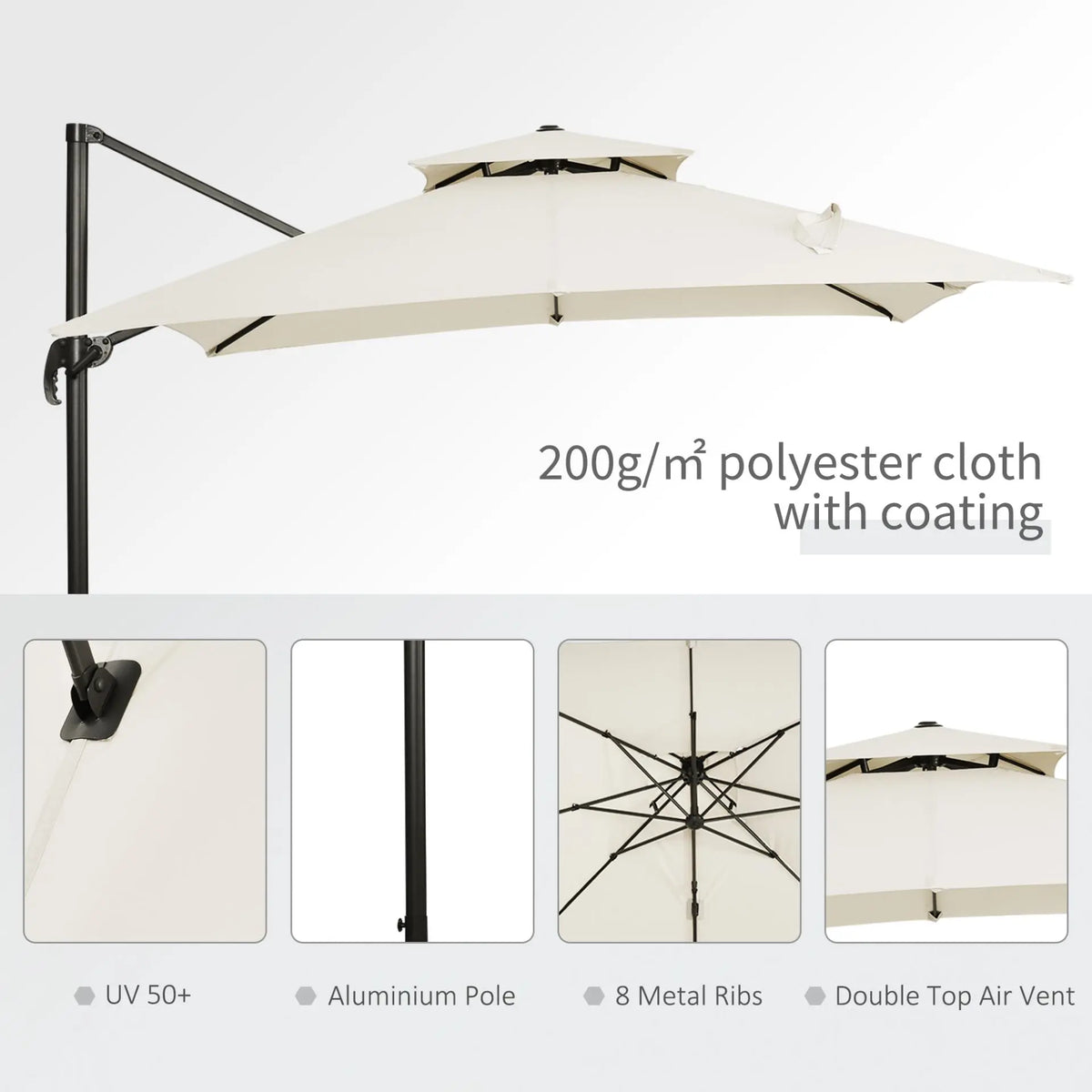 Garden Cantilever Roma Parasol with Aluminum Frame. Londecor