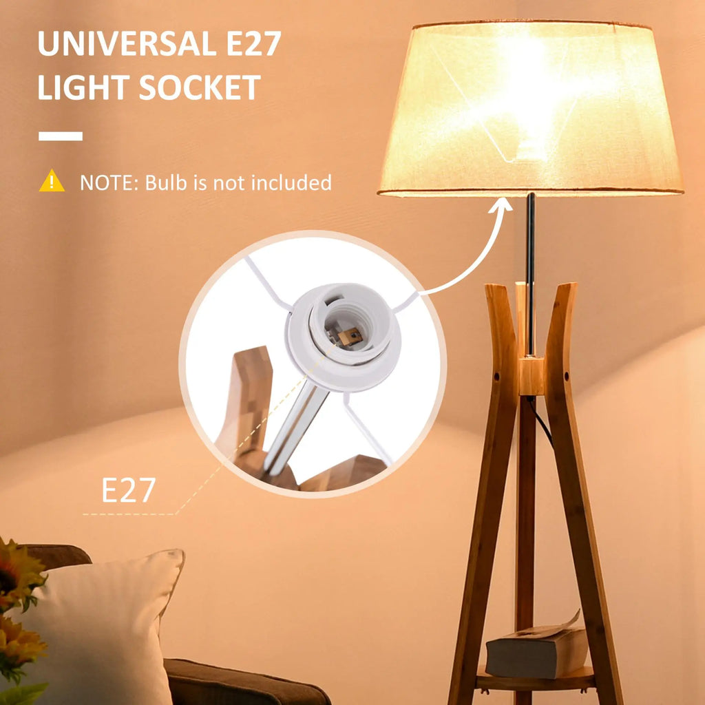 Natural Wood Tripod Floor Lamp Londecor