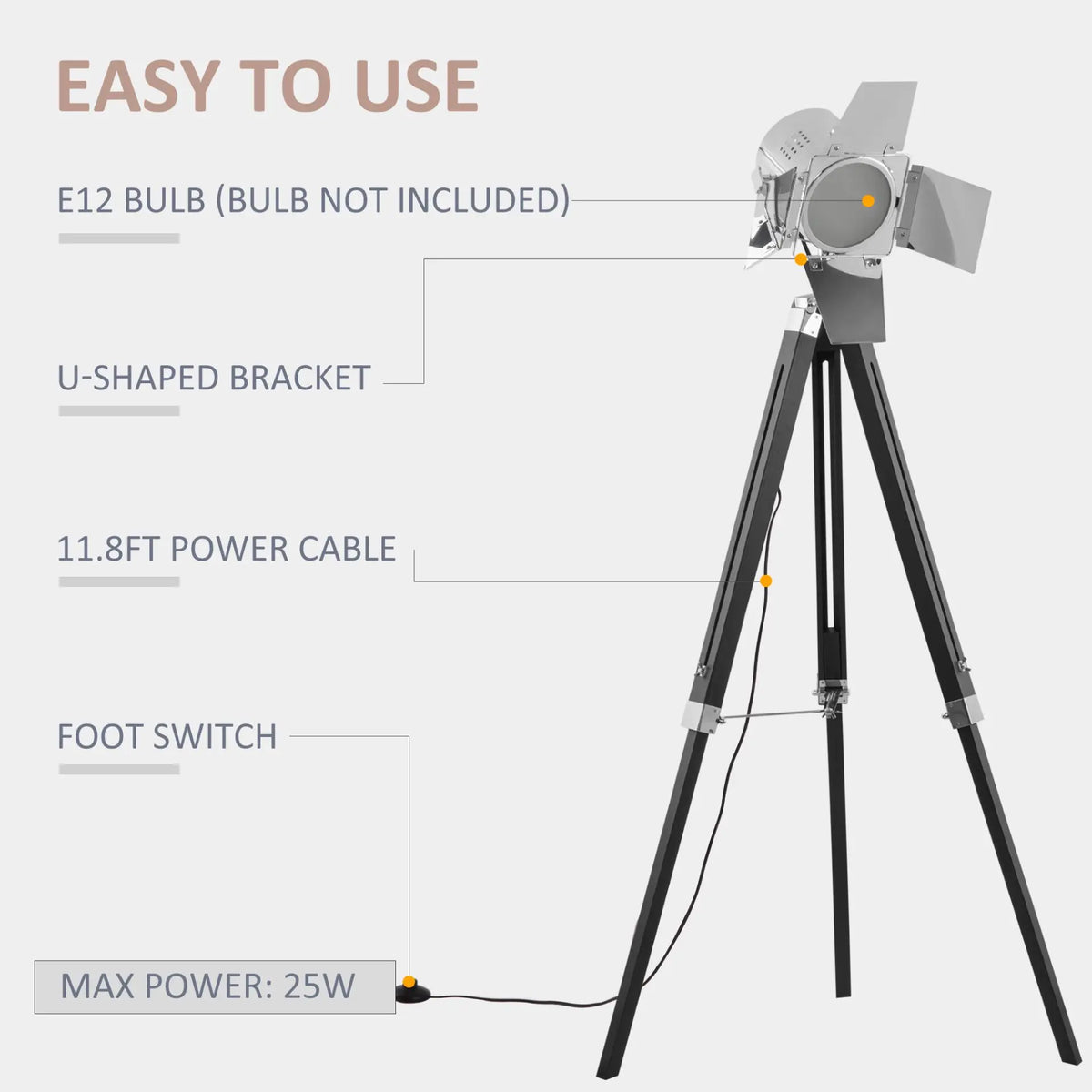 Industrial Tripod Floor Lamp. Londecor