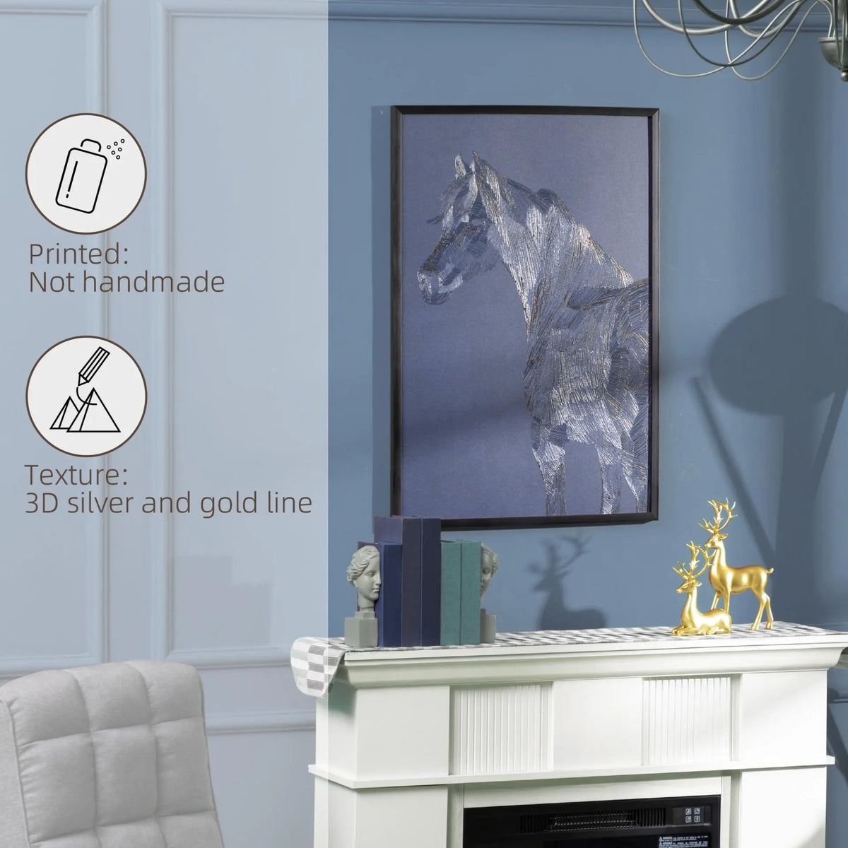 Canvas Wall Art Gold Textured Horse Londecor