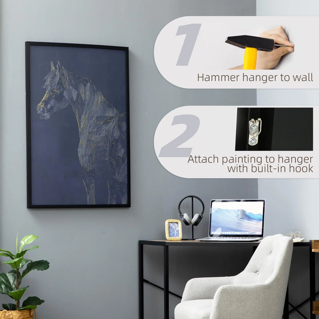 Canvas Wall Art Gold Textured Horse Londecor