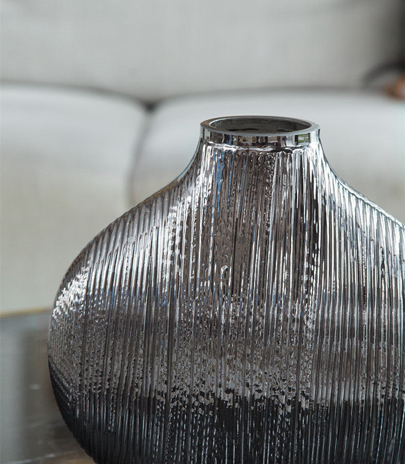 Striped Glass Flower Vase