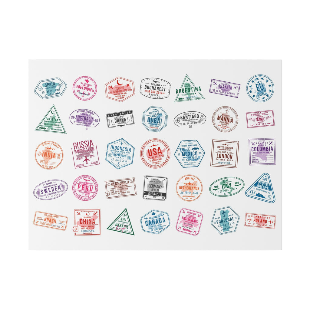 Traveller Stamps Canvas Printify