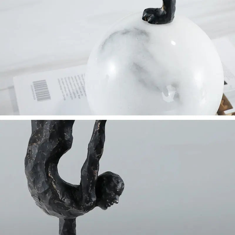 Modern Marble Table Decoration – Black and White Metal Ornament for Home & Hotel Décor