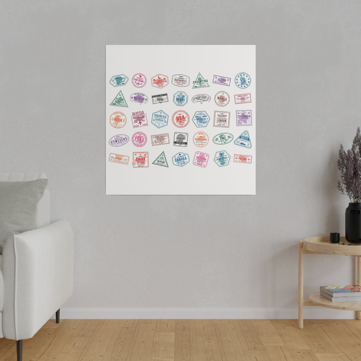 Traveller Stamps Canvas Printify