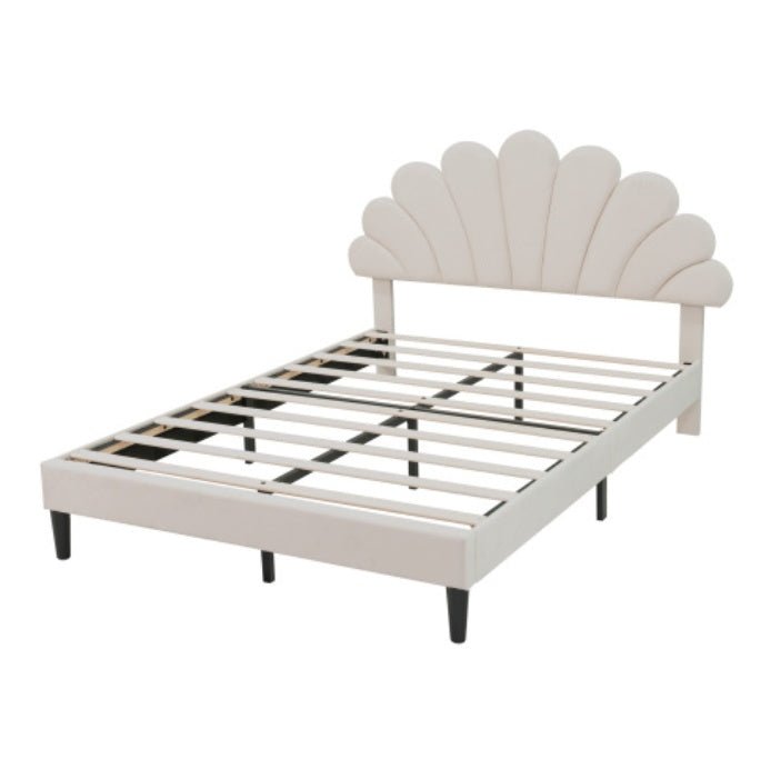 Luxe Beige Velvet Bed Frame