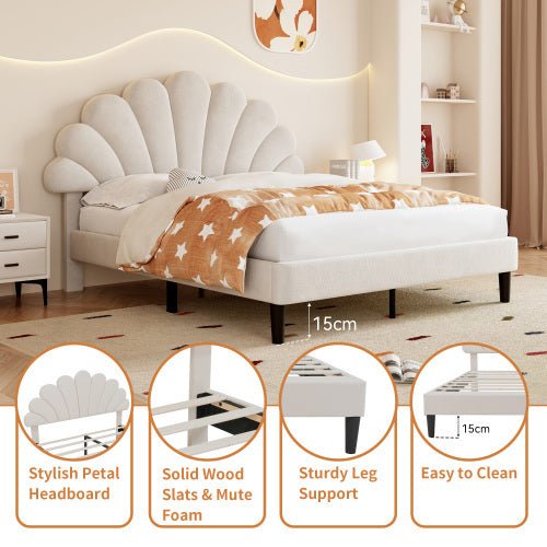 Luxe Beige Velvet Bed Frame