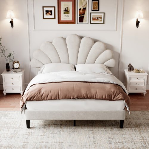 Luxe Beige Velvet Bed Frame