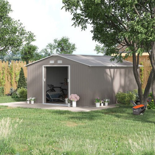 Garden Storage Shed with Base, Light Grey