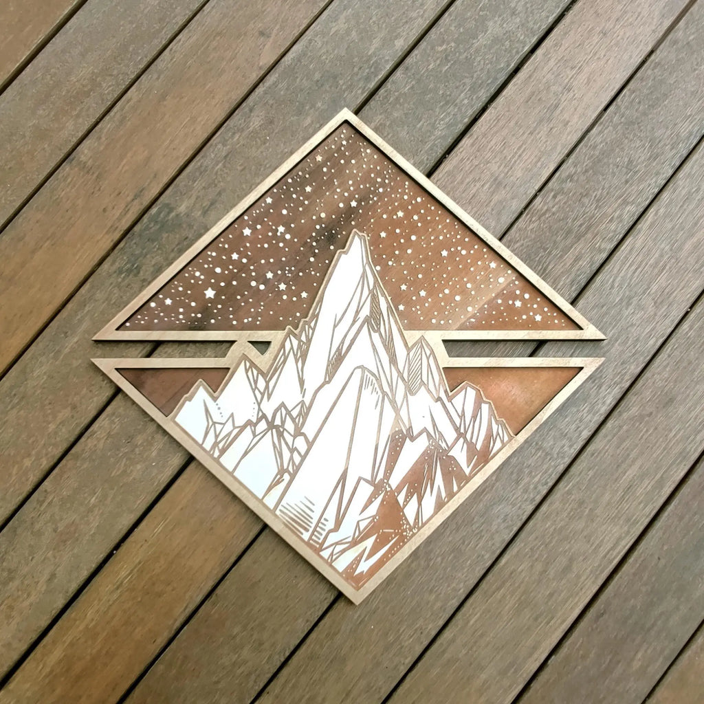 Mountain Wood Wall Art - Wooden Panel - Home Decor - Double Layered Art Londecor