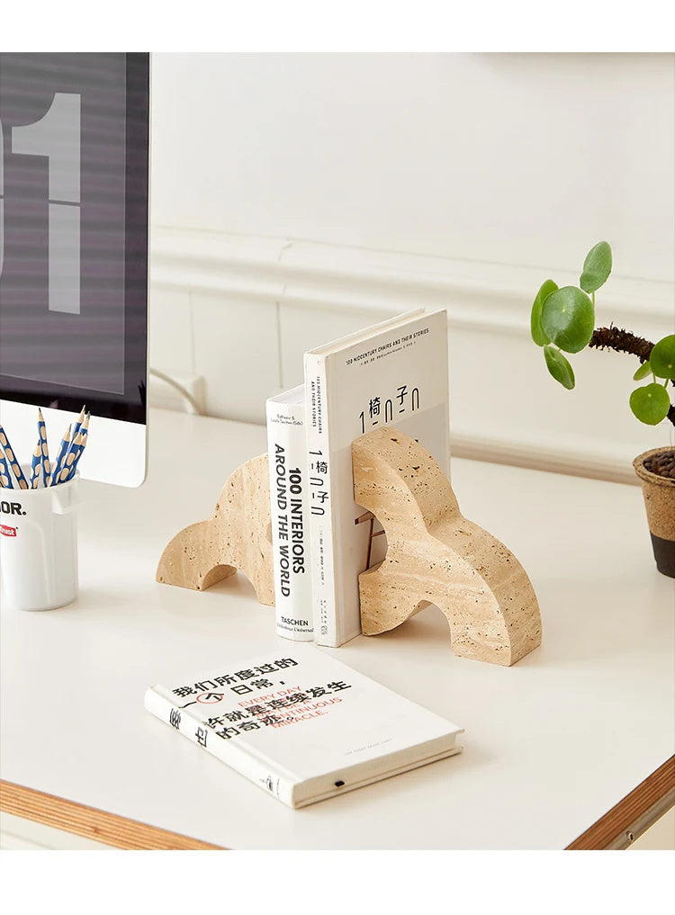 Yellow Cave Stone Bookend Decorations Study Office