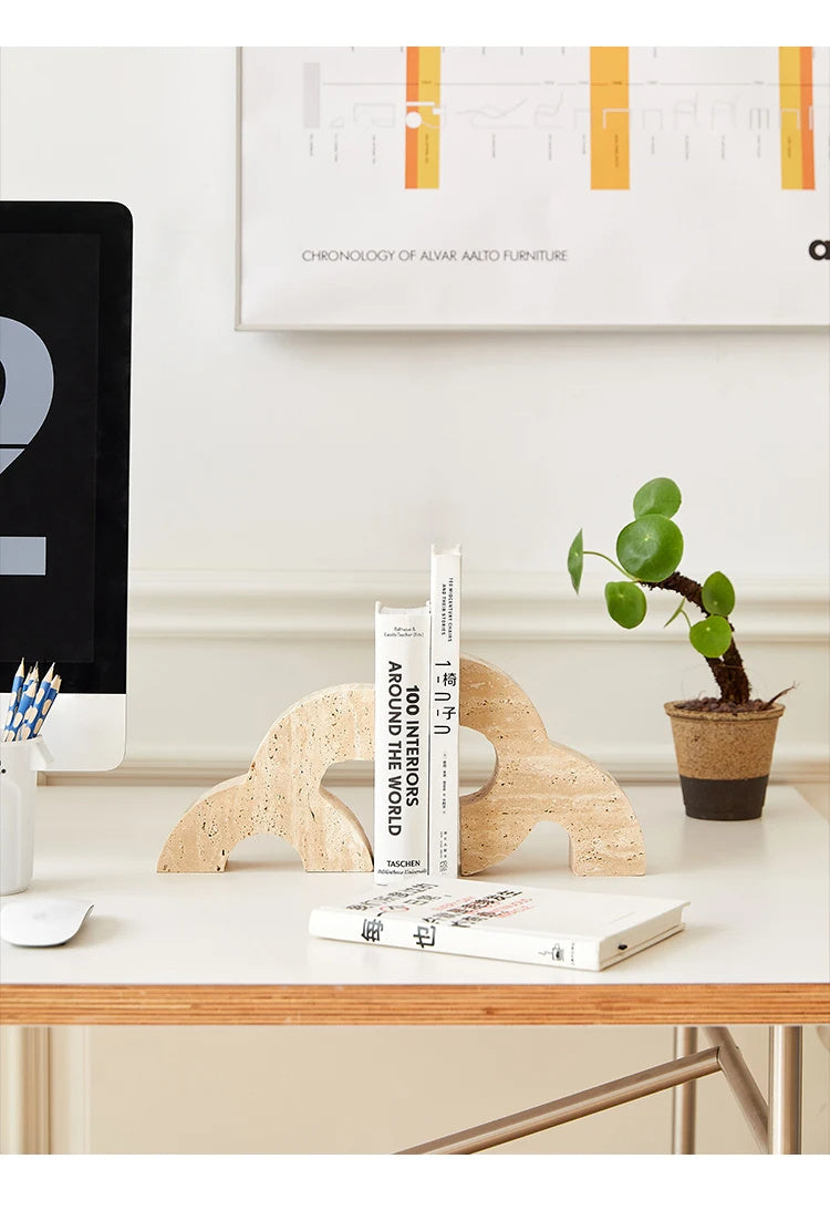 Yellow Cave Stone Bookend Decorations Study Office