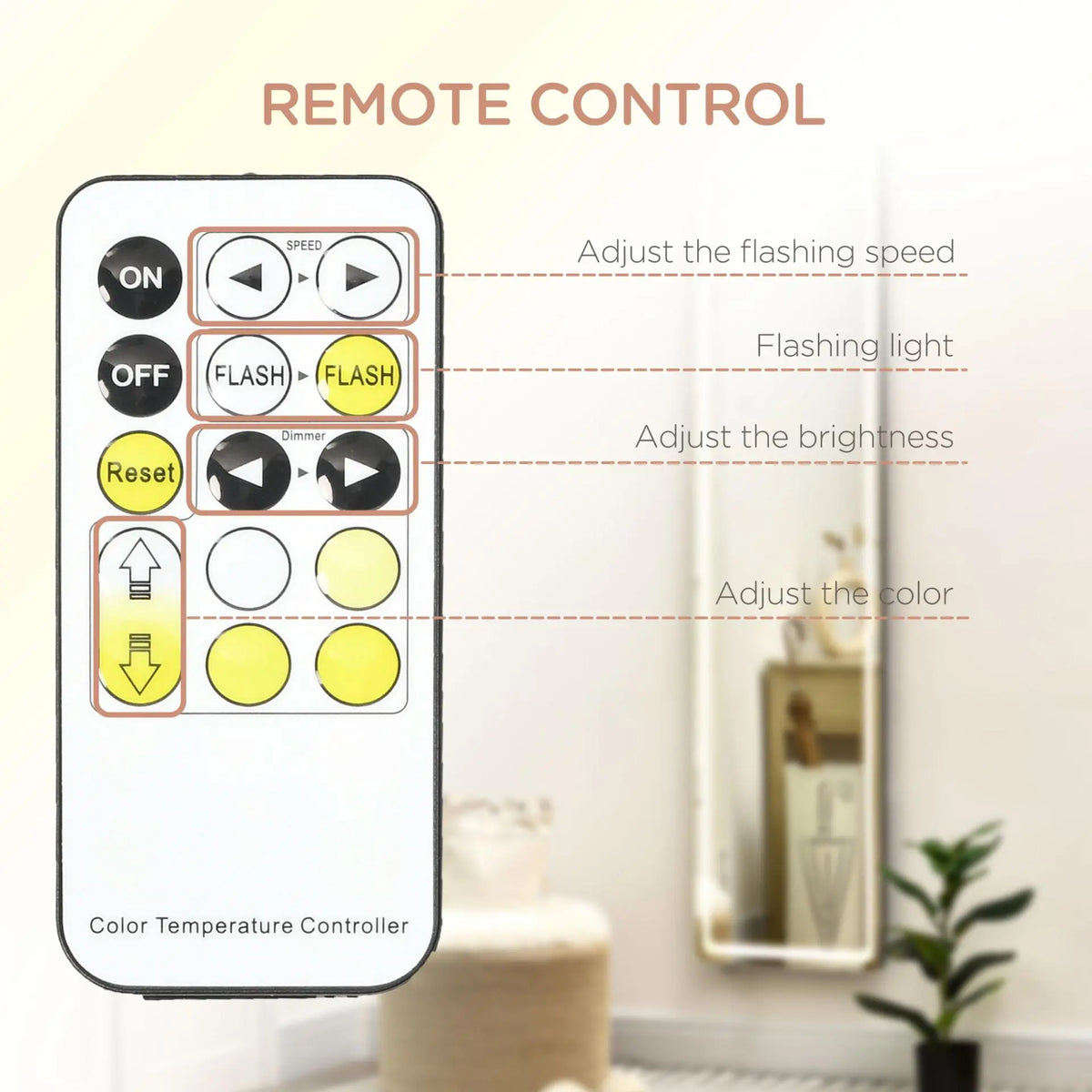 Full-Length Mirror with LED Lights and Remote Control. Londecor