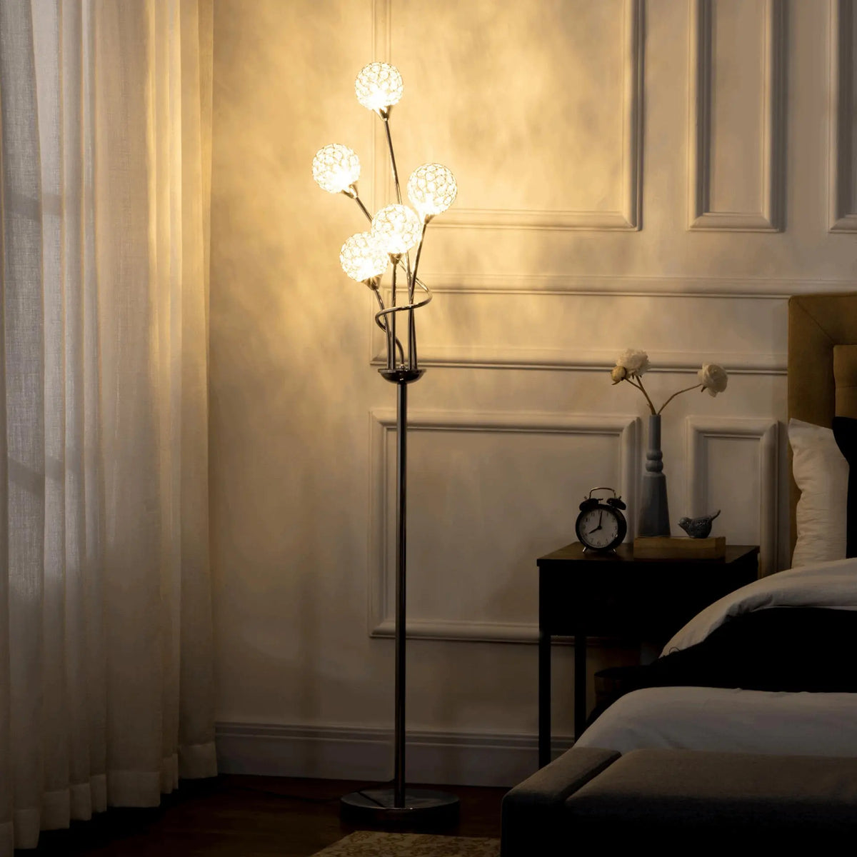 5-Light Crystal Upright Floor Lamp - Londecor