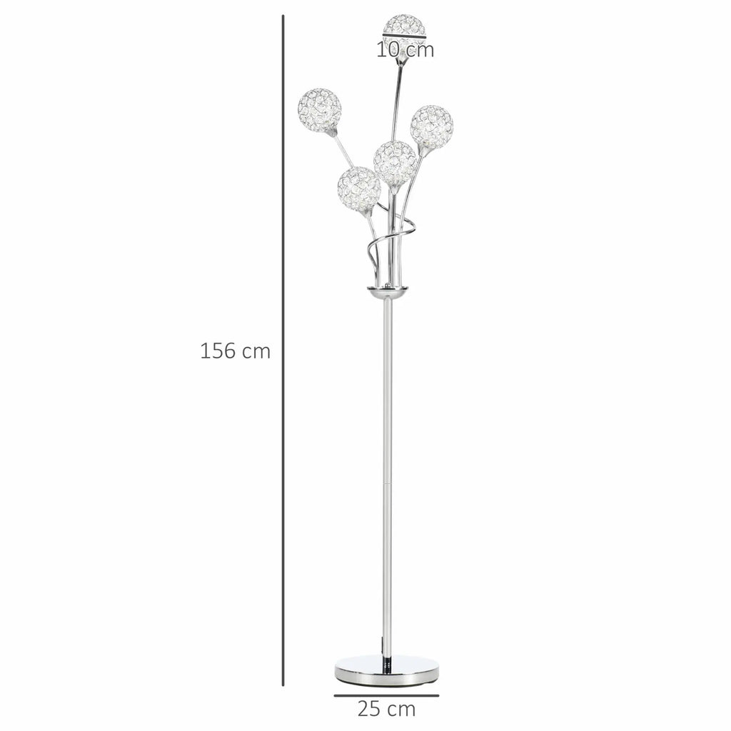 5-Light Crystal Upright Floor Lamp - Londecor