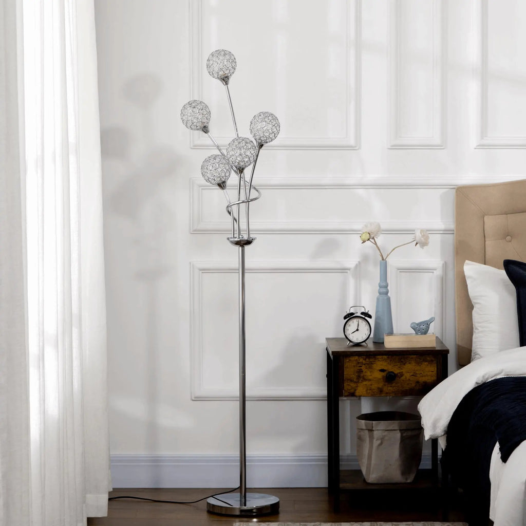 5-Light Crystal Upright Floor Lamp - Londecor