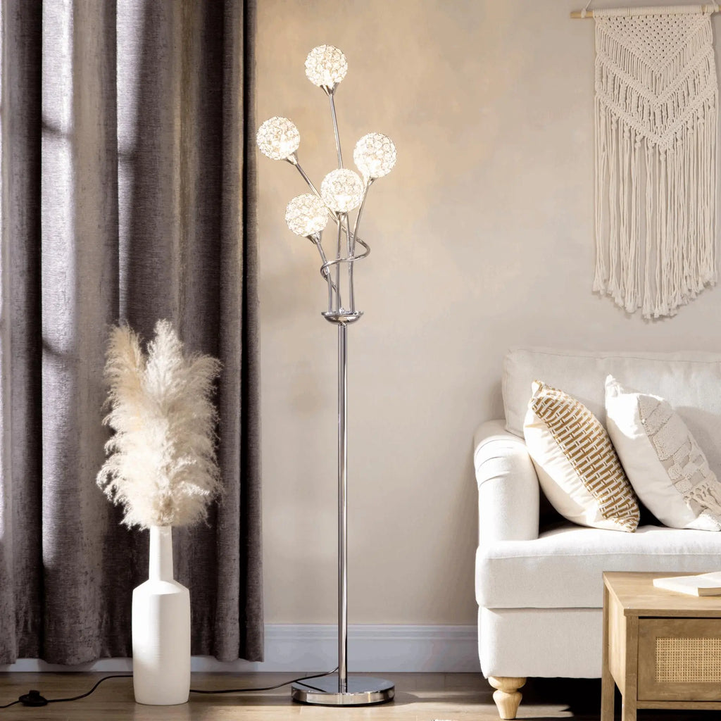 5-Light Crystal Upright Floor Lamp - Londecor