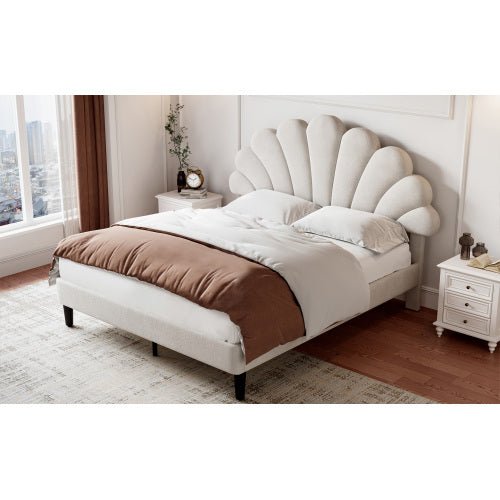 Luxe Beige Velvet Bed Frame