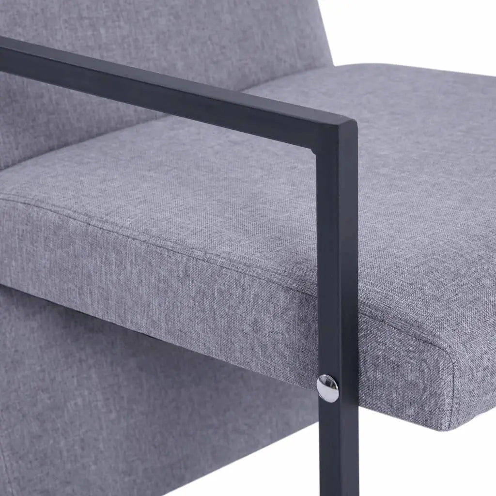Armchair with Chrome Feet Light Grey Fabric - Londecor