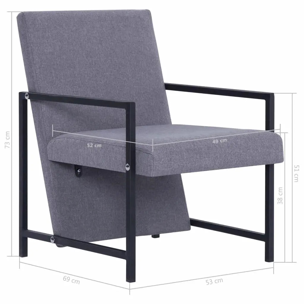 Armchair with Chrome Feet Light Grey Fabric - Londecor