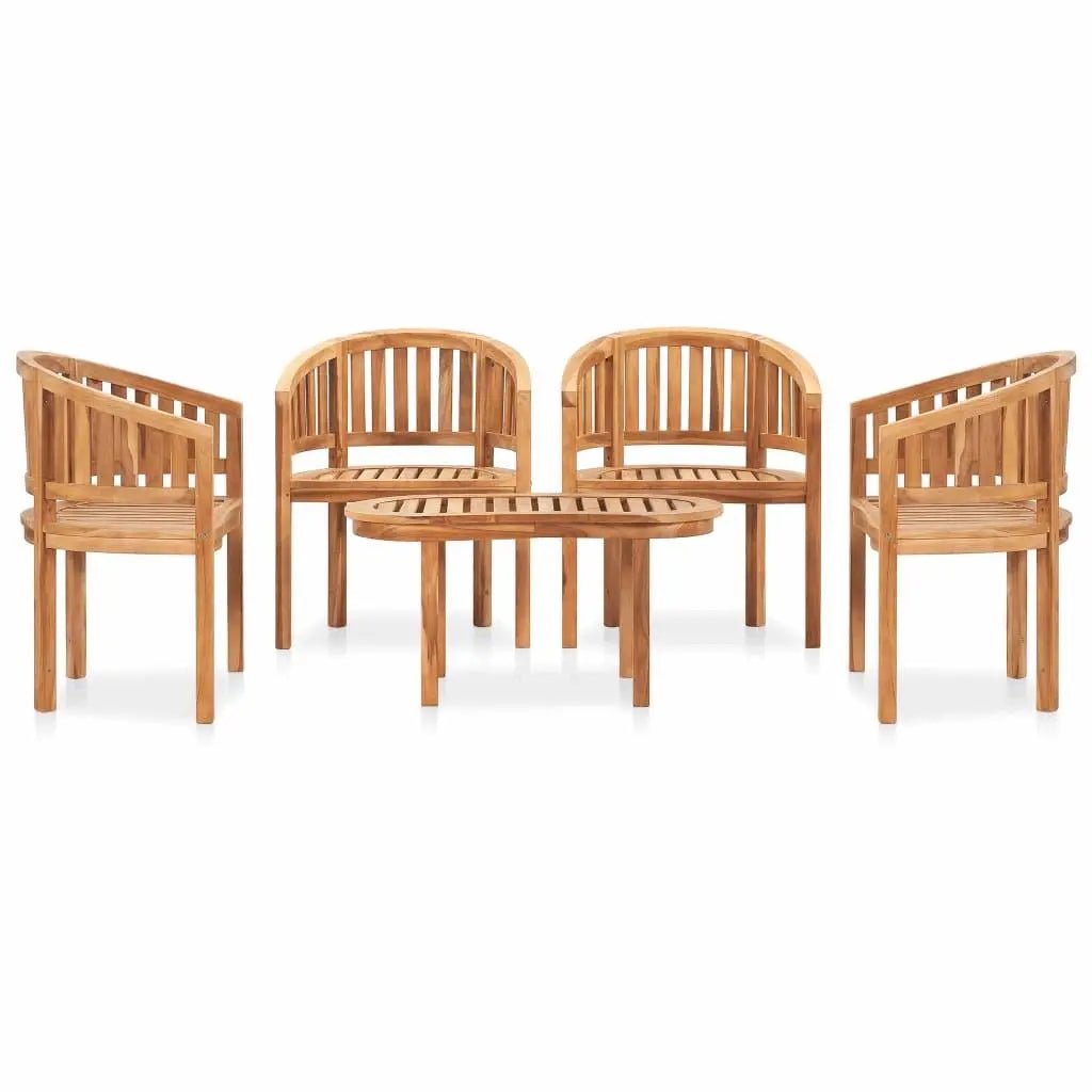 5 Piece Garden Lounge Set Solid Teak Wood - Londecor