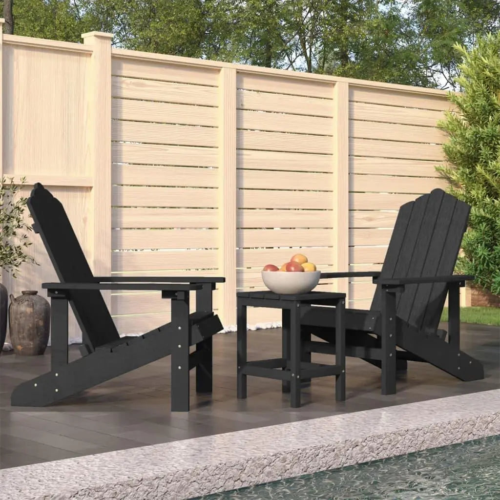 Garden Adirondack Chairs with Table HDPE Anthracite Londecor