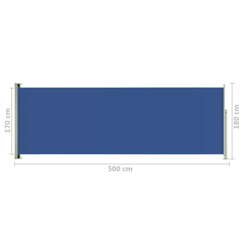 Patio Retractable Side Awning 180x500 cm Blue Londecor