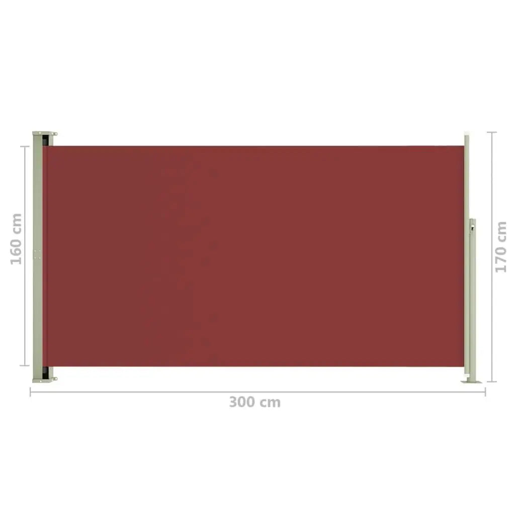 Patio Retractable Side Awning 170x300 cm Red Londecor