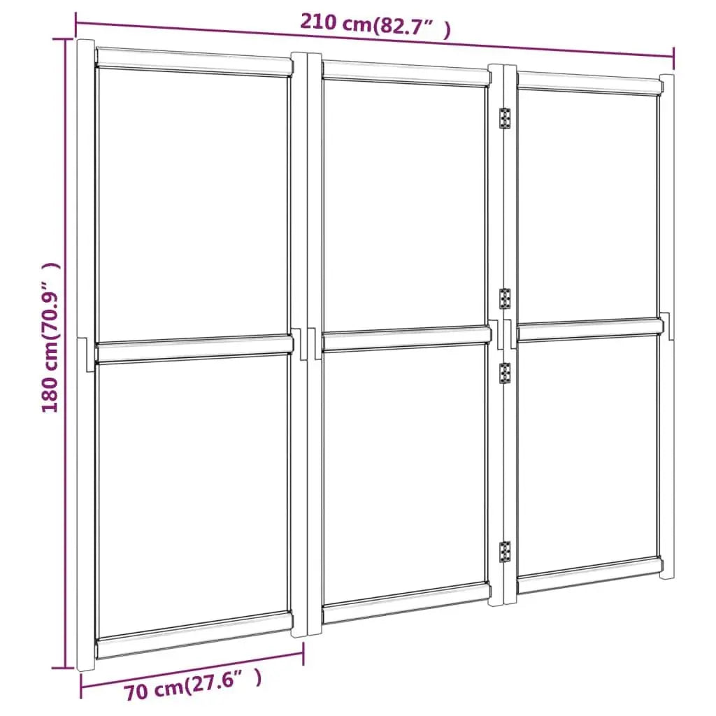 Cream White Room Divider - 3 Panels (210x180 cm) Londecor