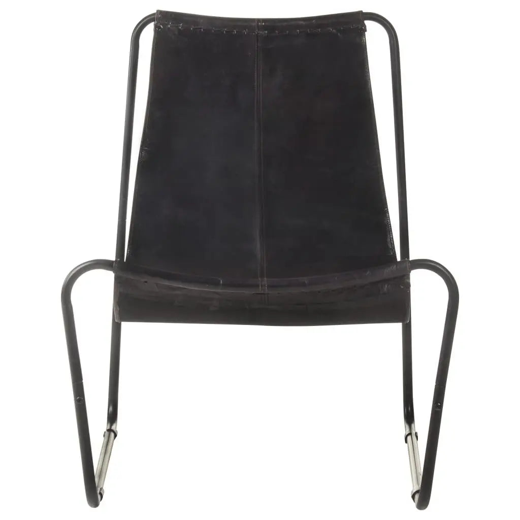 Relaxing Chair Black Real Leather - Londecor