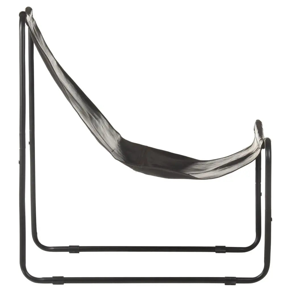Relaxing Chair Black Real Leather - Londecor