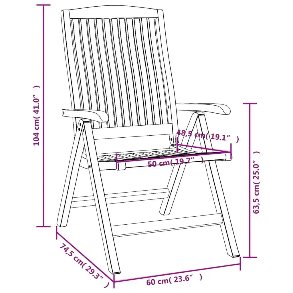 Reclining Garden Chair 2 pcs Solid Wood Teak - Londecor