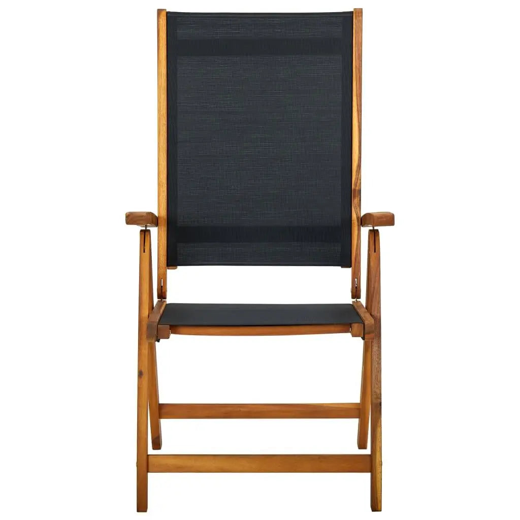 Folding Garden Chairs 2 pcs Solid Acacia Wood and Textilene - Londecor