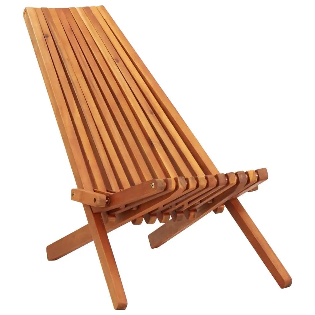 Folding Outdoor Lounge Chairs 2 pcs Solid Acacia Wood Londecor