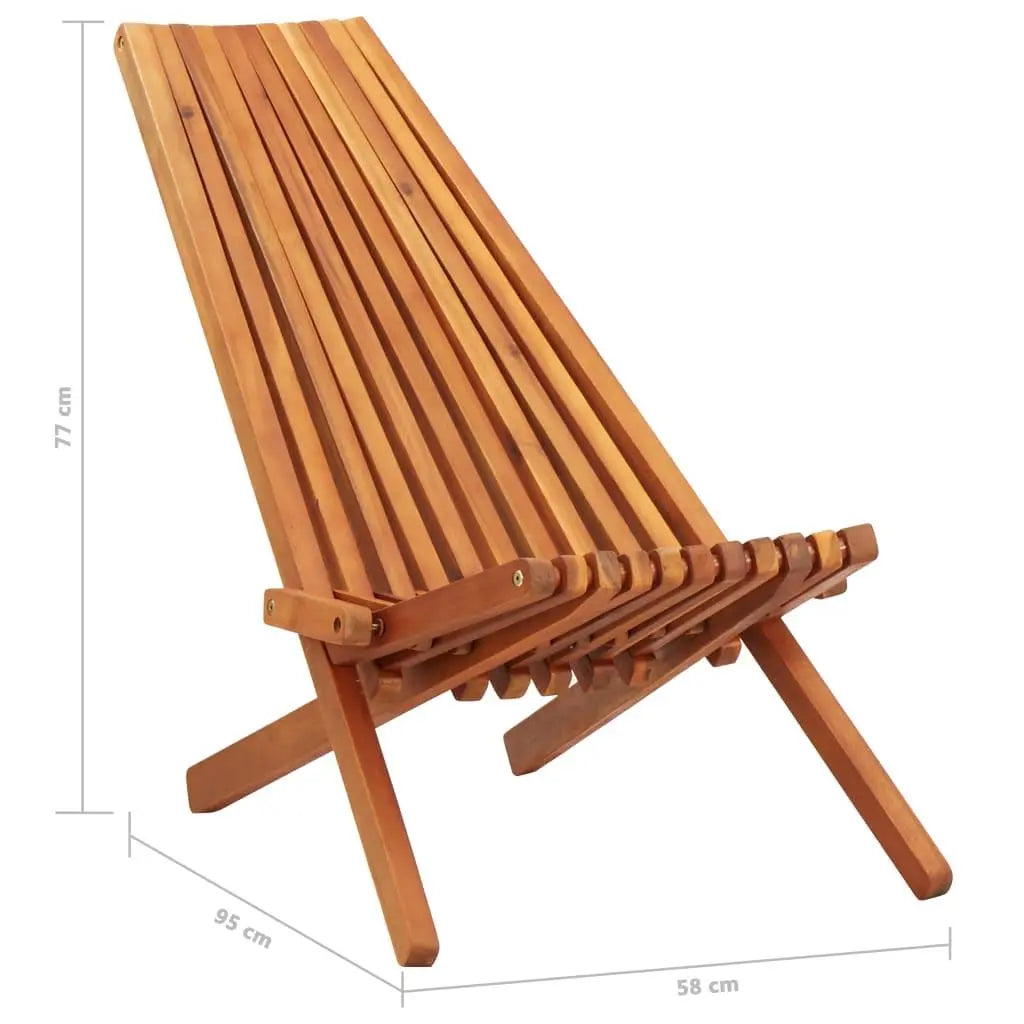 Folding Outdoor Lounge Chairs 2 pcs Solid Acacia Wood Londecor
